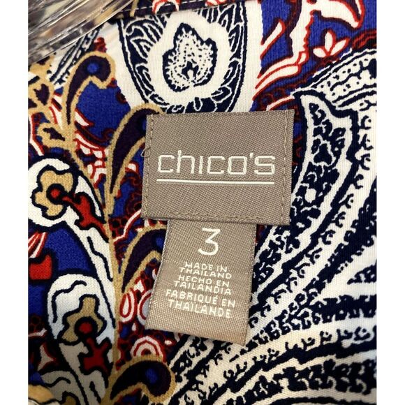 Chicos Large Shirt Button Up Wrinkle Resistant Paisley Print Long Sleeve Collar - Picture 3 of 14